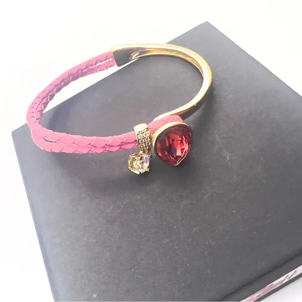 18k gold filled Elegant Pink and Gold Bracelet with Red Gemstone - Picture 2 of 4